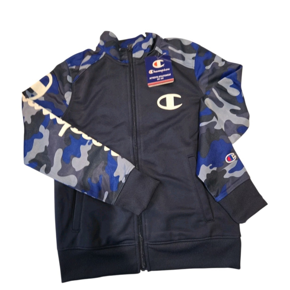 Champion Navy Camo Zip Lightweight Jacket Boys Sz Small NWT Pockets (A-14)